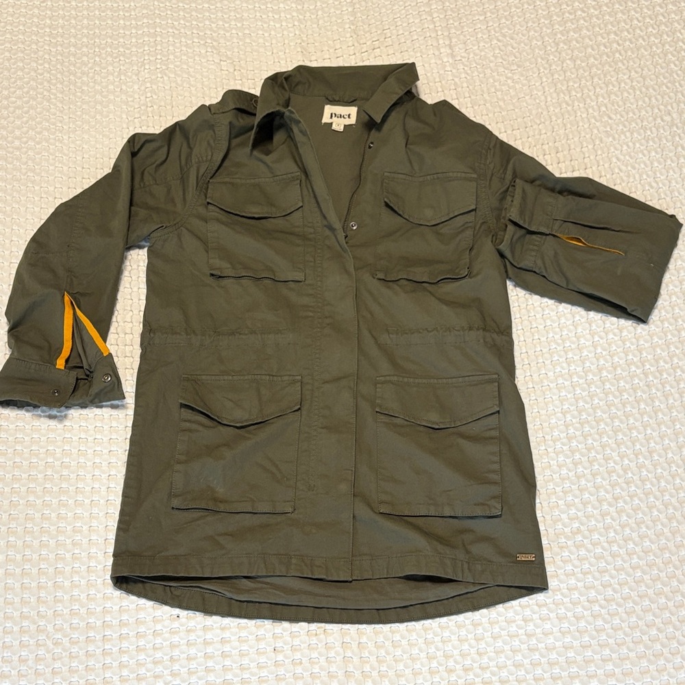 Pact Olive Utility Jacket with Yellow Accents